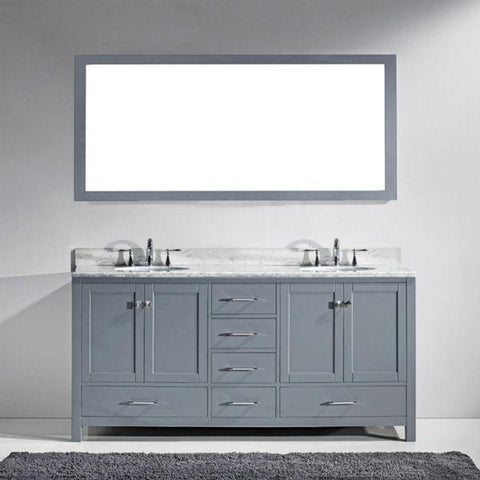 Image of Virtu Caroline Ave 72" Grey Double Bathroom Vanity w/ White Top GD-50072