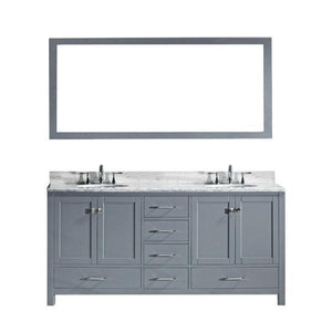 Virtu Caroline Ave 72" Grey Double Bathroom Vanity w/ White Top GD-50072 GD-50072-WMRO-GR