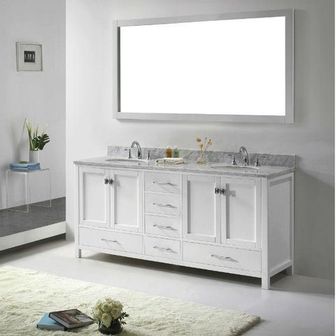 Image of Virtu Caroline Ave 72" White Double Bathroom Vanity w/ White Top GD-50072