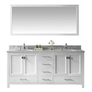 Virtu Caroline Ave 72" White Double Bathroom Vanity w/ White Top GD-50072 GD-50072-WMRO-WH