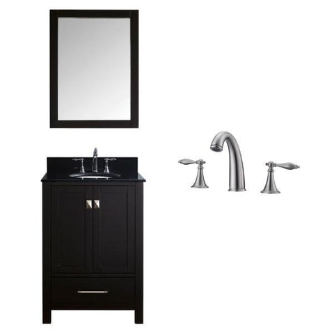Image of Virtu Caroline Avenue 24" Espresso Single Bathroom Vanity w/ Black Top GS-50024 GS-50024-BGRO-ES-001