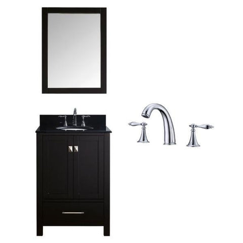 Image of Virtu Caroline Avenue 24" Espresso Single Bathroom Vanity w/ Black Top GS-50024 GS-50024-BGRO-ES-002
