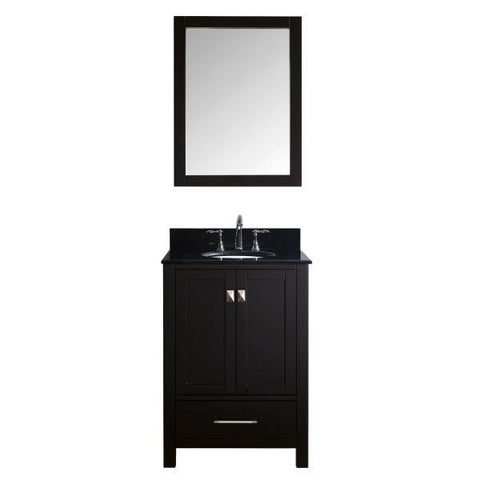 Image of Virtu Caroline Avenue 24" Espresso Single Bathroom Vanity w/ Black Top GS-50024 GS-50024-BGRO-ES