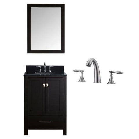 Image of Virtu Caroline Avenue 24" Espresso Single Bathroom Vanity w/ Black Top GS-50024 GS-50024-BGSQ-ES-001