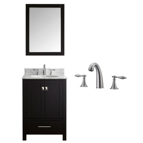 Image of Virtu Caroline Avenue 24" Espresso Single Bathroom Vanity w/ White Top GS-50024 GS-50024-WMRO-ES-001