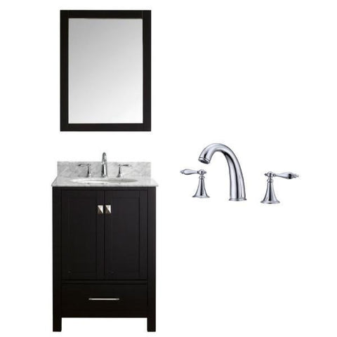 Image of Virtu Caroline Avenue 24" Espresso Single Bathroom Vanity w/ White Top GS-50024 GS-50024-WMRO-ES-002