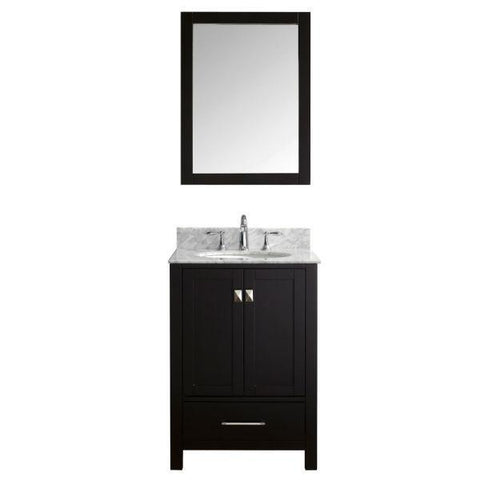 Image of Virtu Caroline Avenue 24" Espresso Single Bathroom Vanity w/ White Top GS-50024 GS-50024-WMRO-ES
