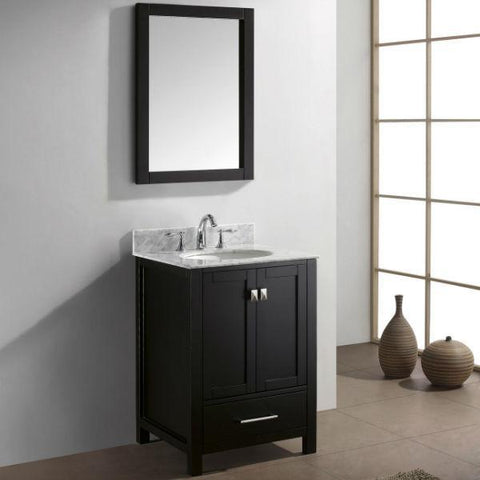 Image of Virtu Caroline Avenue 24" Espresso Single Bathroom Vanity w/ White Top GS-50024 GS-50024-WMRO-ES-NM