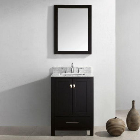 Image of Virtu Caroline Avenue 24" Espresso Single Bathroom Vanity w/ White Top GS-50024 GS-50024-WMRO-ES-NM