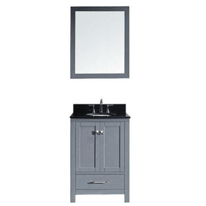 Virtu Caroline Avenue 24" Grey Single Bathroom Vanity w/ Black Top GS-50024 GS-50024-BGRO-GR