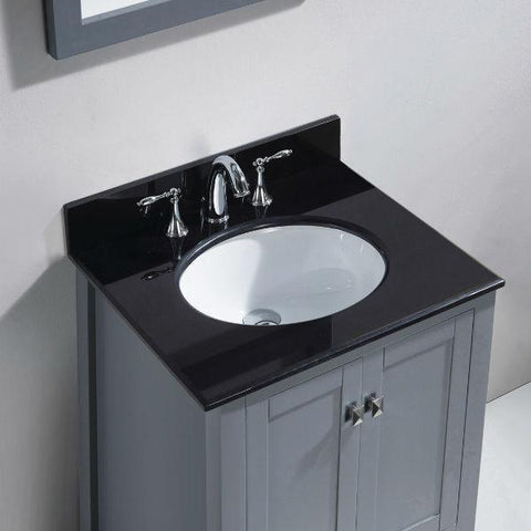 Image of Virtu Caroline Avenue 24" Grey Single Bathroom Vanity w/ Black Top GS-50024 GS-50024-BGRO-GR