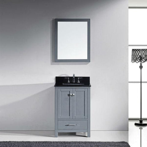 Image of Virtu Caroline Avenue 24" Grey Single Bathroom Vanity w/ Black Top GS-50024 GS-50024-BGRO-GR