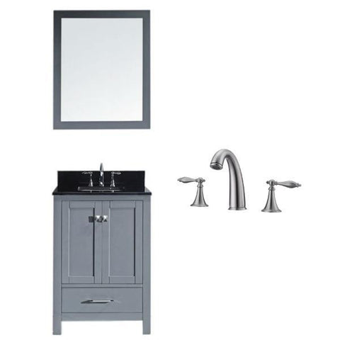 Image of Virtu Caroline Avenue 24" Grey Single Bathroom Vanity w/ Black Top GS-50024 GS-50024-BGSQ-GR-001