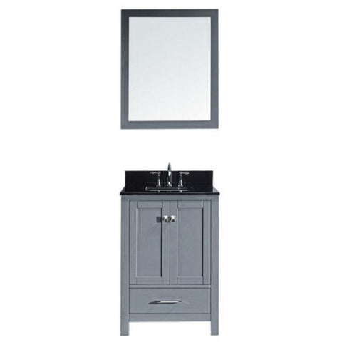 Image of Virtu Caroline Avenue 24" Grey Single Bathroom Vanity w/ Black Top GS-50024 GS-50024-BGSQ-GR