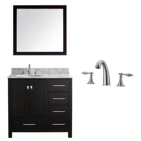 Image of Virtu Caroline Avenue 36″ Espresso Bathroom Single Vanity w/ White Top GS-50036 GS-50036-WMRO-ES-001