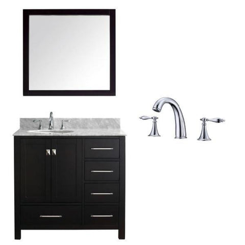 Image of Virtu Caroline Avenue 36″ Espresso Bathroom Single Vanity w/ White Top GS-50036 GS-50036-WMRO-ES-002