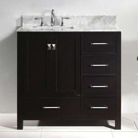 Image of Virtu Caroline Avenue 36″ Espresso Bathroom Single Vanity w/ White Top GS-50036 GS-50036-WMRO-ES-NM