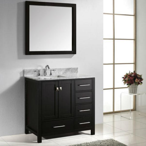 Image of Virtu Caroline Avenue 36″ Espresso Bathroom Single Vanity w/ White Top GS-50036 GS-50036-WMRO-ES-NM