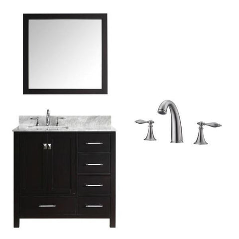 Image of Virtu Caroline Avenue 36″ Espresso Bathroom Single Vanity w/ White Top GS-50036 GS-50036-WMSQ-ES-001