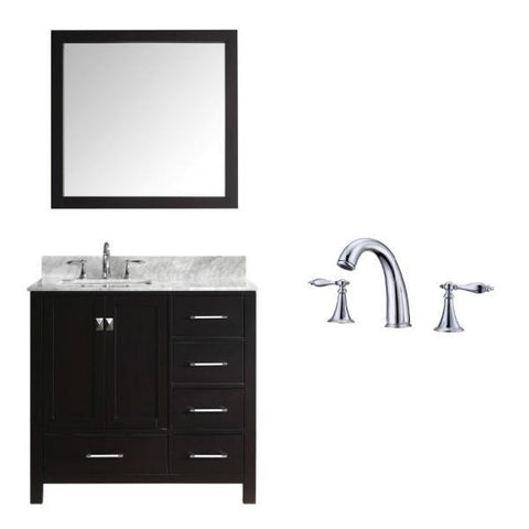 Image of Virtu Caroline Avenue 36″ Espresso Bathroom Single Vanity w/ White Top GS-50036 GS-50036-WMSQ-ES-002