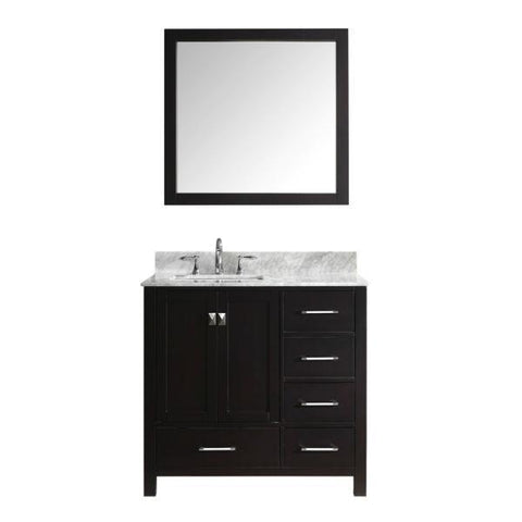 Image of Virtu Caroline Avenue 36″ Espresso Bathroom Single Vanity w/ White Top GS-50036 GS-50036-WMSQ-ES