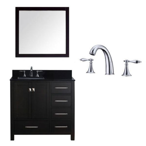 Image of Virtu Caroline Avenue 36″ Espresso Freestanding Bathroom Single Vanity GS-50036 GS-50036-BGSQ-ES-002