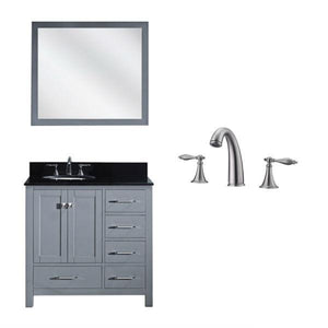 Virtu Caroline Avenue 36″ Grey Bathroom Single Vanity w/ Black Top GS-50036