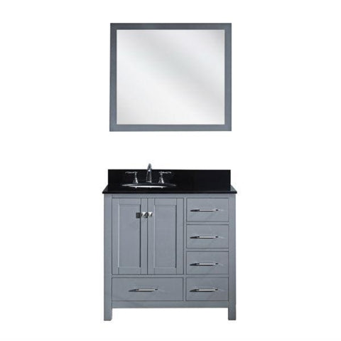 Image of Virtu Caroline Avenue 36″ Grey Bathroom Single Vanity w/ Black Top GS-50036