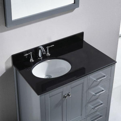 Image of Virtu Caroline Avenue 36″ Grey Bathroom Single Vanity w/ Black Top GS-50036 GS-50036-BGRO-GR