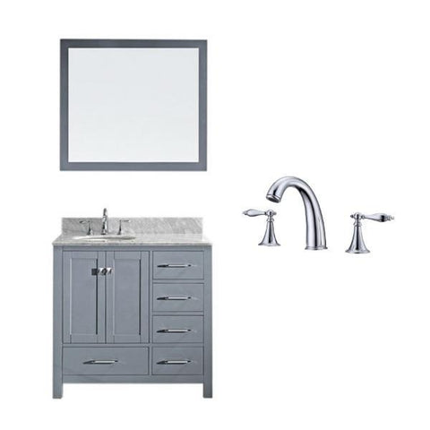 Image of Virtu Caroline Avenue 36″ Grey Bathroom Single Vanity w/ White Top GS-50036 GS-50036-WMRO-GR-002