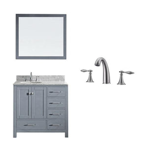 Virtu Caroline Avenue 36″ Grey Bathroom Single Vanity w/ White Top GS-50036
