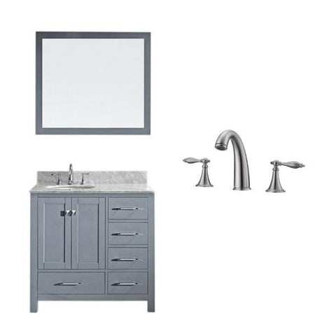 Image of Virtu Caroline Avenue 36″ Grey Bathroom Single Vanity w/ White Top GS-50036 GS-50036-WMRO-GR