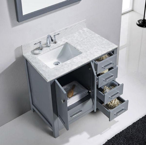 Image of Virtu Caroline Avenue 36″ Grey Bathroom Single Vanity w/ White Top GS-50036