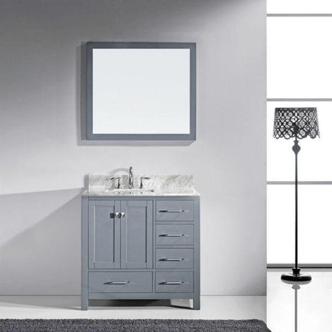 Image of Virtu Caroline Avenue 36″ Grey Bathroom Single Vanity w/ White Top GS-50036 GS-50036-WMRO-GR