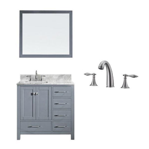 Image of Virtu Caroline Avenue 36″ Grey Bathroom Single Vanity w/ White Top GS-50036 GS-50036-WMSQ-GR-001