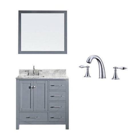 Image of Virtu Caroline Avenue 36″ Grey Bathroom Single Vanity w/ White Top GS-50036 GS-50036-WMSQ-GR-002