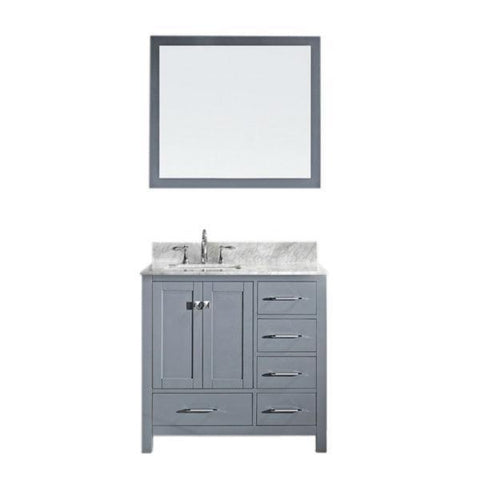 Image of Virtu Caroline Avenue 36″ Grey Bathroom Single Vanity w/ White Top GS-50036 GS-50036-WMSQ-GR
