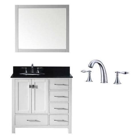 Image of Virtu Caroline Avenue 36″ White Bathroom Single Vanity w/ Black Top GS-50036 GS-50036-BGRO-WH-002