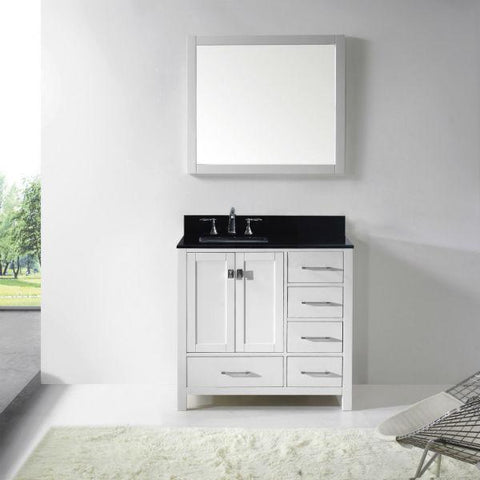 Image of Virtu Caroline Avenue 36″ White Bathroom Single Vanity w/ Black Top GS-50036 GS-50036-BGRO-WH