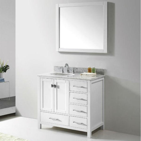Image of Virtu Caroline Avenue 36″ White Bathroom Single Vanity w/ White Top GS-50036 GS-50036-WMRO-WH