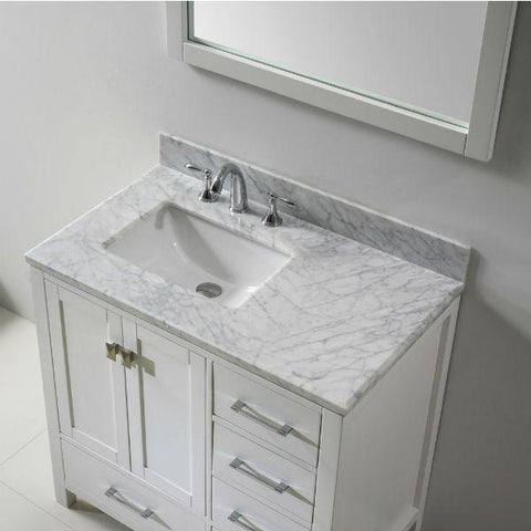 Image of Virtu Caroline Avenue 36″ White Bathroom Single Vanity w/ White Top GS-50036 GS-50036-WMRO-WH