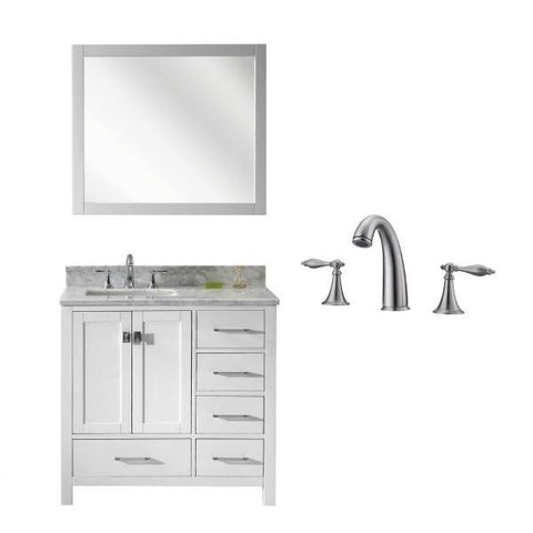 Image of Virtu Caroline Avenue 36″ White Bathroom Single Vanity w/ White Top GS-50036 GS-50036-WMSQ-WH-001