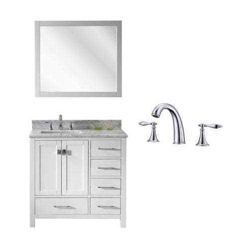 Image of Virtu Caroline Avenue 36″ White Bathroom Single Vanity w/ White Top GS-50036 GS-50036-WMSQ-WH-002