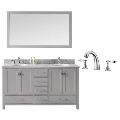 Image of Virtu Caroline Avenue 60″ Cashmere Double Bathroom Vanity w/ White Top GD-50060 GD-50060-WMRO-CG-002