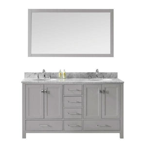 Virtu Caroline Avenue 60″ Cashmere Double Bathroom Vanity w/ White Top GD-50060 GD-50060-WMRO-CG