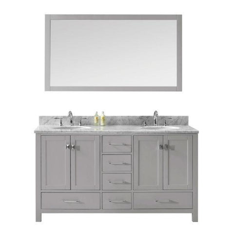 Image of Virtu Caroline Avenue 60″ Cashmere Double Bathroom Vanity w/ White Top GD-50060 GD-50060-WMRO-CG