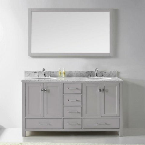 Image of Virtu Caroline Avenue 60″ Cashmere Double Bathroom Vanity w/ White Top GD-50060 GD-50060-WMRO-CG-NM