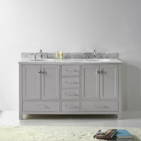 Image of Virtu Caroline Avenue 60″ Cashmere Double Bathroom Vanity w/ White Top GD-50060 GD-50060-WMRO-CG-NM