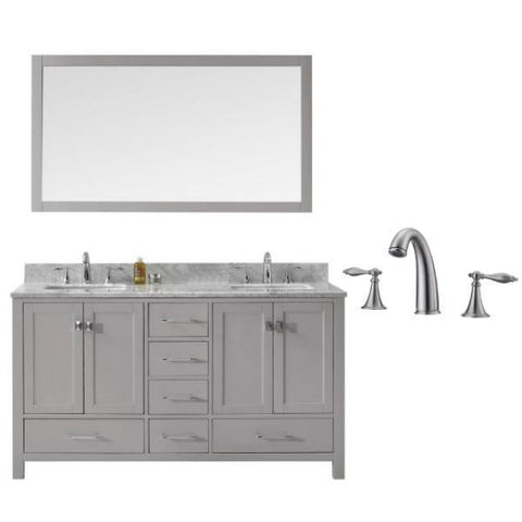 Image of Virtu Caroline Avenue 60″ Cashmere Double Bathroom Vanity w/ White Top GD-50060 GD-50060-WMSQ-CG-001