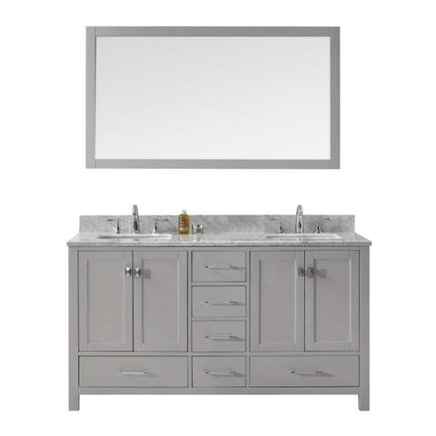 Image of Virtu Caroline Avenue 60″ Cashmere Double Bathroom Vanity w/ White Top GD-50060 GD-50060-WMSQ-CG